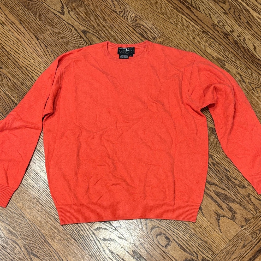 Saks Men's pink coral cashmere Sweater L